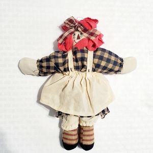 Raggedy Ann Cloth Doll With Rag Hair Handmade.
